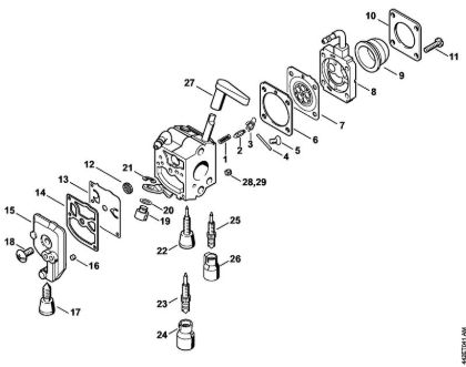 Heckenscheren (HS) HS 81 T Vergaser C1Q-S225, -S218, -S196, -S197, -S105, -S111, -S115, -S116 der Marke Stihl