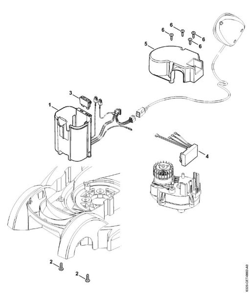 Akku-Rasenmäher (RMA) RMA 370 Batteriehalter, Elektronikmodul der Marke Stihl