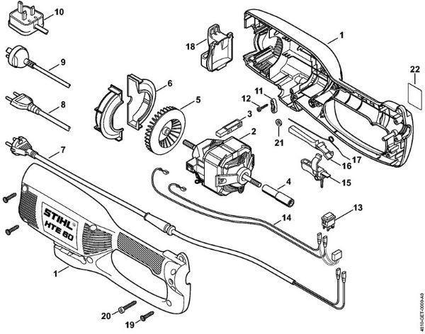 Elektro-Hoch-Entaster (HTE) HTE 60 Gehäuse, Elektromotor der Marke Stihl