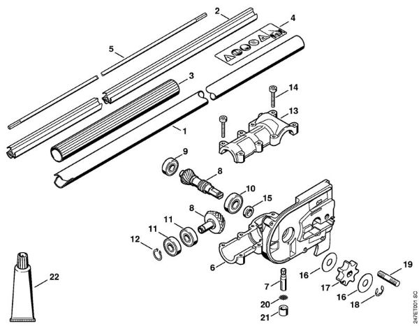 Elektro-Hoch-Entaster (HTE) HTE 60 Schaft, Getriebe der Marke Stihl