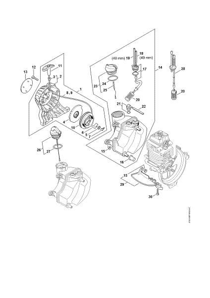 Bild von Anwerfvorrichtung, Kraftstofftank HT 100