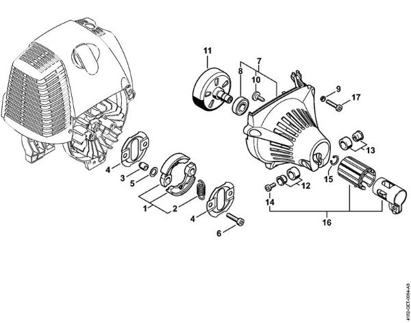Hoch-Entaster (HT) HT 100 Kupplung, Lüftergehäuse der Marke Stihl