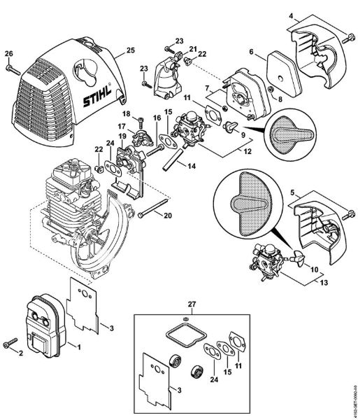 Hoch-Entaster (HT) HT 100 Schalldämpfer, Luftfilter der Marke Stihl