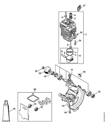 Hoch-Entaster (HT) HT 100 Zylinder, Kurbelwanne der Marke Stihl