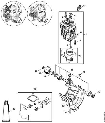 Hoch-Entaster (HT) HT 130 Zylinder, Kurbelwanne   5 08 507 652 der Marke Stihl