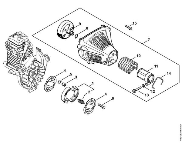 Hoch-Entaster (HT) HT 132 Kupplung, Lüftergehäuse der Marke Stihl