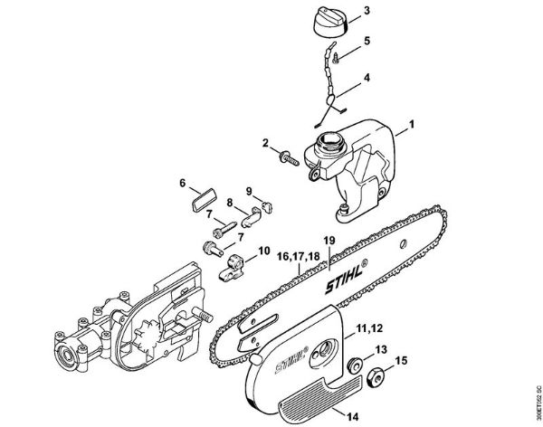 Hoch-Entaster (HT) HT 70 Öltank, Kettenraddeckel (38.2002) der Marke Stihl