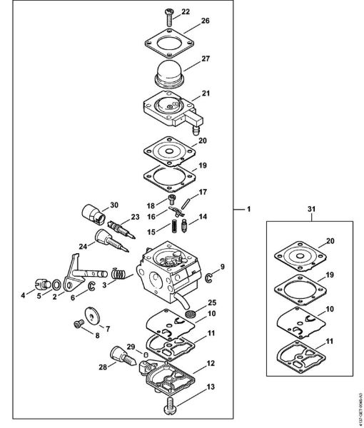 Hoch-Entaster (HT) HT 70 Vergaser 4137/28 der Marke Stihl