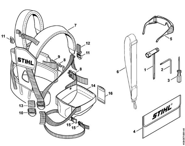 Hoch-Entaster (HT) HT 75 Werkzeuge, Doppelschultergurt der Marke Stihl