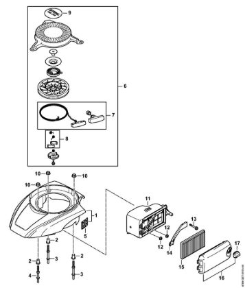 Benzinhochdruckreiniger (RB) RB 200 Filtergehäuse, Luftfilter, Anwerfvorrichtung der Marke Stihl