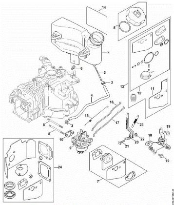 Bild von Kraftstofftank, Vergaser, Gasbetätigung RB 200