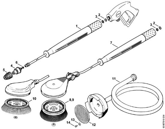 Benzinhochdruckreiniger (RB) RB 301 Rotordüse, rotierende Waschbürste, Saugschlauch der Marke Stihl