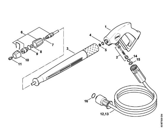 Benzinhochdruckreiniger (RB) RB 302 Pistole, Strahlrohr der Marke Stihl