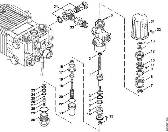 Benzinhochdruckreiniger (RB) RB 402 Regelsicherheitsblock, Steuerkolben der Marke Stihl