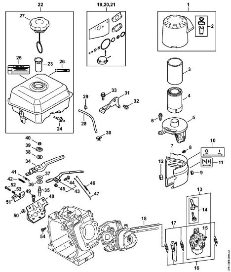 Benzinhochdruckreiniger (RB) RB 600 Kraftstofftank, Vergaser, Gasbetätigung, Filtergehäuse, Luftfilter der Marke Stihl
