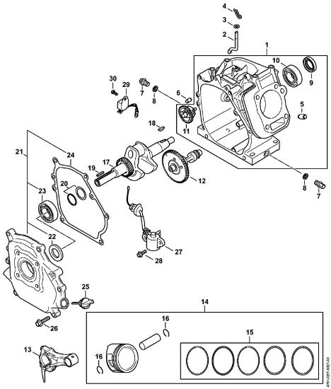 Benzinhochdruckreiniger (RB) RB 600 Kurbelgehäuse, Kolben, Kurbelwelle, Schmiersystem der Marke Stihl