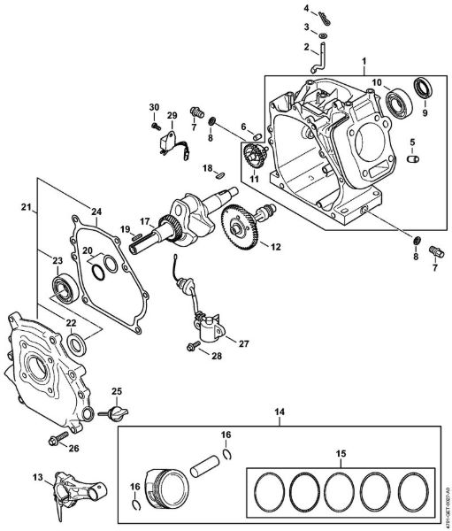 Benzinhochdruckreiniger (RB) RB 600 Kurbelgehäuse, Kolben, Kurbelwelle, Schmiersystem der Marke Stihl