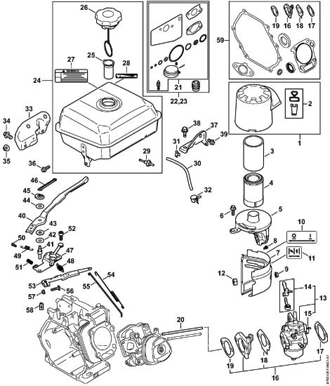 Benzinhochdruckreiniger (RB) RB 800 Kraftstofftank, Vergaser, Gasbetätigung, Filtergehäuse, Luftfilter der Marke Stihl