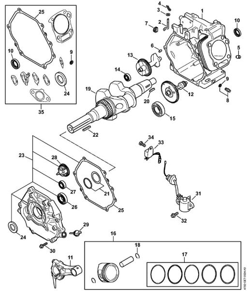 Benzinhochdruckreiniger (RB) RB 800 Kurbelgehäuse, Kolben, Kurbelwelle, Schmiersystem der Marke Stihl