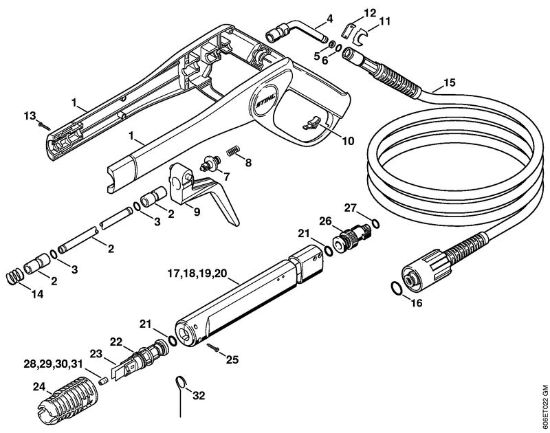 Elektro-Hochdruckreiniger (RE) RE 105 K Pistole, Strahlrohr der Marke Stihl