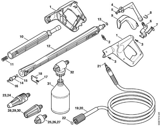 Elektro-Hochdruckreiniger (RE) RE 106 K Pistole, Strahlrohr der Marke Stihl