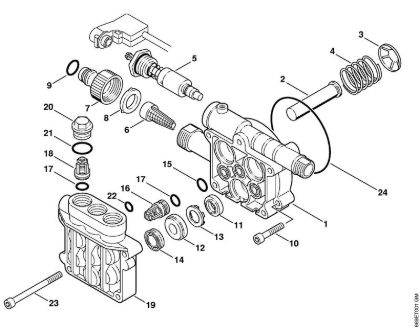 Elektro-Hochdruckreiniger (RE) RE 106 K Pumpengehäuse, Ventilblock der Marke Stihl