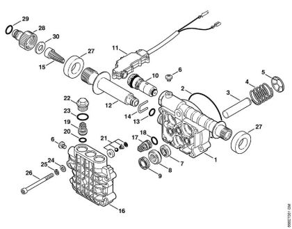 Elektro-Hochdruckreiniger (RE) RE 107 Pumpengehäuse, Ventilblock der Marke Stihl