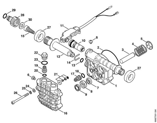 Elektro-Hochdruckreiniger (RE) RE 107 Pumpengehäuse, Ventilblock der Marke Stihl
