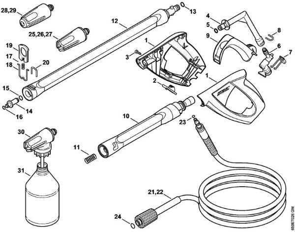 Elektro-Hochdruckreiniger (RE) RE 108 Pistole, Strahlrohr der Marke Stihl