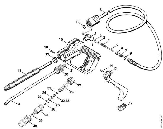 Elektro-Hochdruckreiniger (RE) RE 110 K Pistole, Strahlrohr RE 110 K mit Abschaltautomatik der Marke Stihl