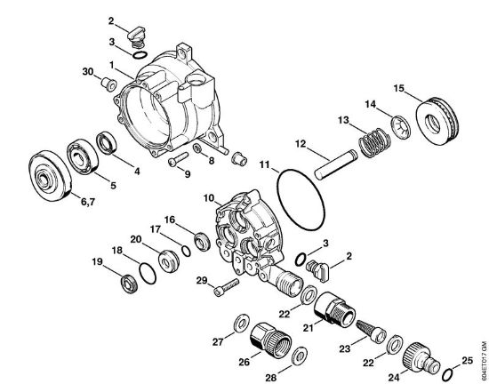 Elektro-Hochdruckreiniger (RE) RE 115 K Antriebsgehäuse, Pumpengehäuse der Marke Stihl