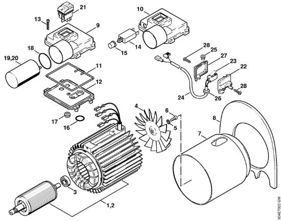 Elektro-Hochdruckreiniger (RE) RE 115 K Elektromotor, Schaltergehäuse der Marke Stihl