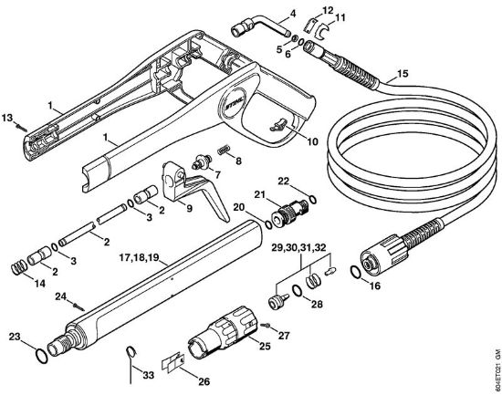 Elektro-Hochdruckreiniger (RE) RE 115 K Pistole, Strahlrohr der Marke Stihl