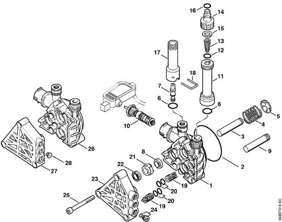 Elektro-Hochdruckreiniger (RE) RE 116 K Pumpe, Ventilblock der Marke Stihl