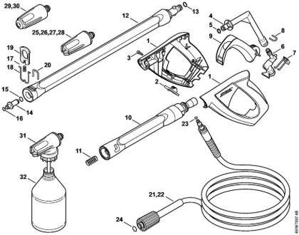 Elektro-Hochdruckreiniger (RE) RE 118 Pistole, Strahlrohr der Marke Stihl