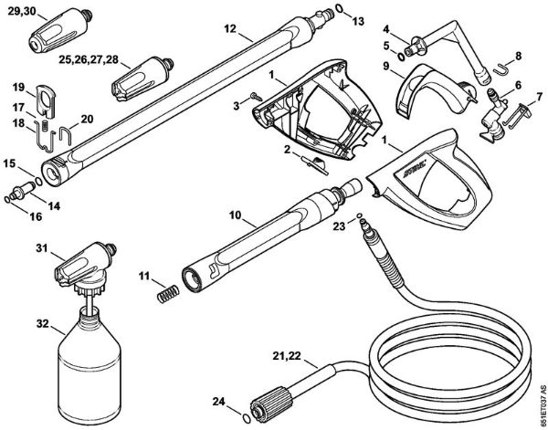 Elektro-Hochdruckreiniger (RE) RE 118 Pistole, Strahlrohr der Marke Stihl