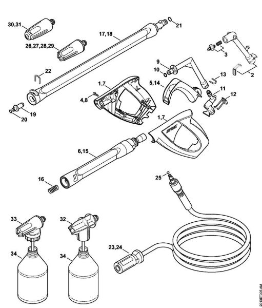 Elektro-Hochdruckreiniger (RE) RE 119 Pistole, Strahlrohr der Marke Stihl
