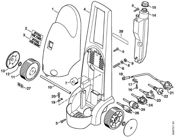 Elektro-Hochdruckreiniger (RE) RE 125 K Abdeckhaube der Marke Stihl