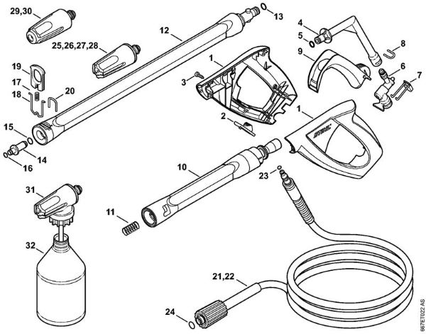 Elektro-Hochdruckreiniger (RE) RE 127 PLUS Pistole, Strahlrohr der Marke Stihl