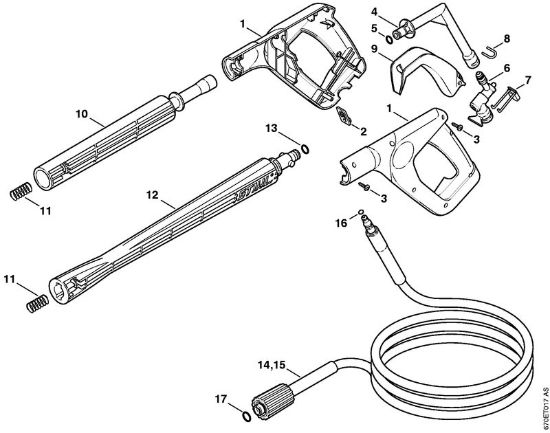 Elektro-Hochdruckreiniger (RE) RE 141 K PLUS Pistole, Strahlrohr der Marke Stihl