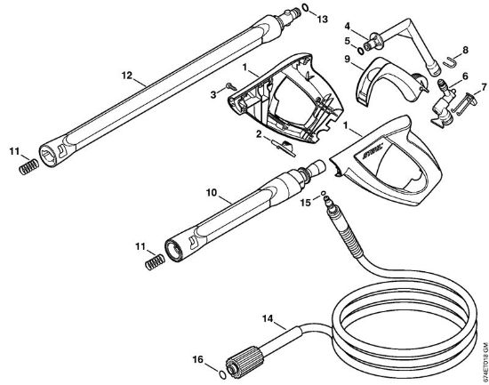 Elektro-Hochdruckreiniger (RE) RE 142 PLUS Pistole, Strahlrohr der Marke Stihl