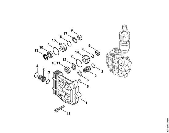 Elektro-Hochdruckreiniger (RE) RE 160 K Ventilblock der Marke Stihl