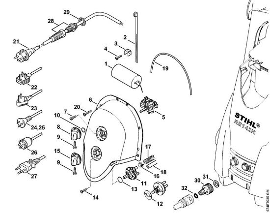 Elektro-Hochdruckreiniger (RE) RE 162 Schaltkasten der Marke Stihl
