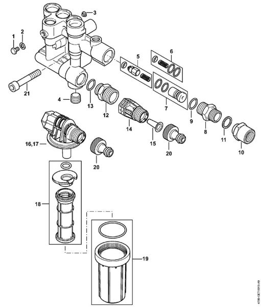 Elektro-Hochdruckreiniger (RE) RE 232 Ventilblock, Wasseranschluss RE 232 der Marke Stihl