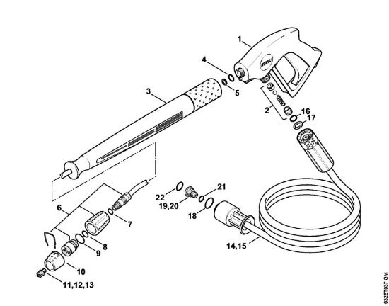Elektro-Hochdruckreiniger (RE) RE 280 K Pistole, Strahlrohr der Marke Stihl