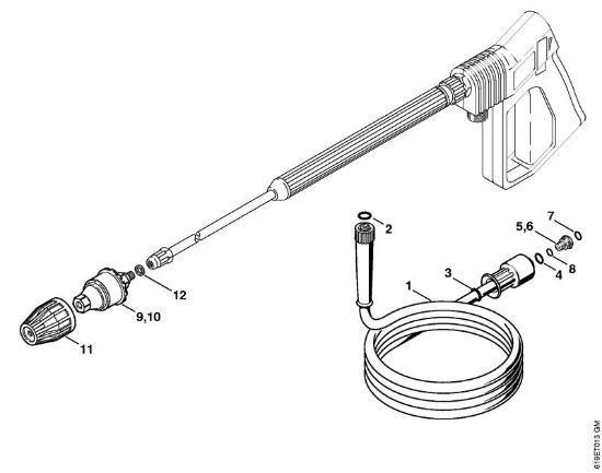 Elektro-Hochdruckreiniger (RE) RE 340 K Hochdruckschlauch, Rotordüse der Marke Stihl