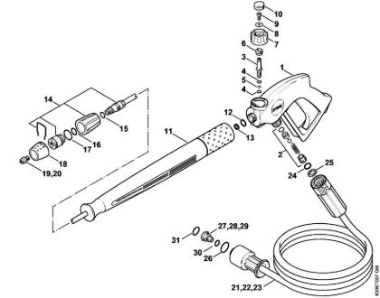 Elektro-Hochdruckreiniger (RE) RE 360 K Pistole, Strahlrohr der Marke Stihl