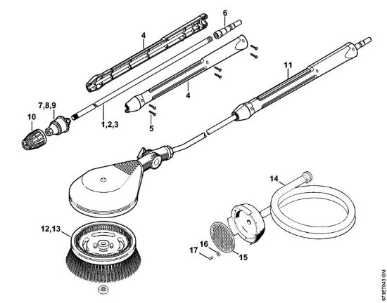 Elektro-Hochdruckreiniger (RE) RE 461 Rotordüse, rotierende Waschbürste, Saugschlauch der Marke Stihl