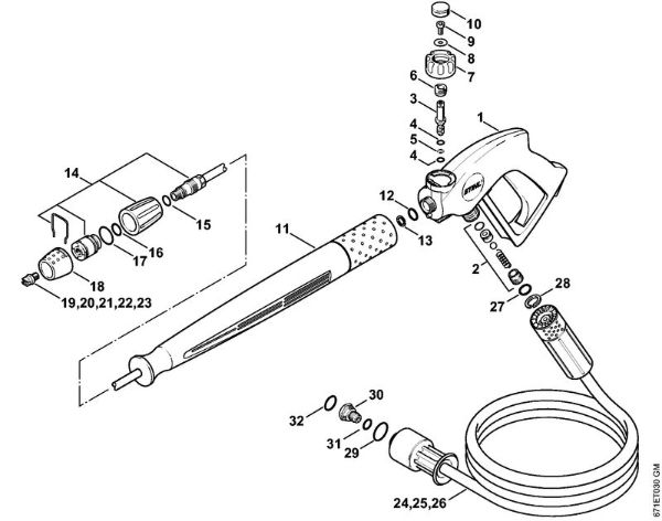 Elektro-Hochdruckreiniger (RE) RE 471 PLUS Pistole, Strahlrohr (40.2009) der Marke Stihl