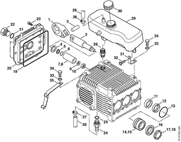 Elektro-Hochdruckreiniger (RE) RE 471 PLUS Pumpe, Kolben der Marke Stihl